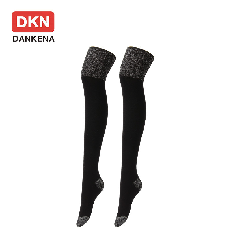 DANKENA Retro Bright Silk Socks Stockings G Letter Diamond Striped Over Knee Socks Thigh High Socks